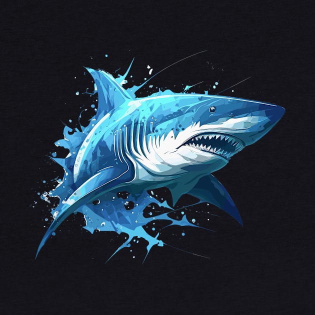 Shark Portrait Animal Painting Wildlife Outdoors Adventure by Cubebox